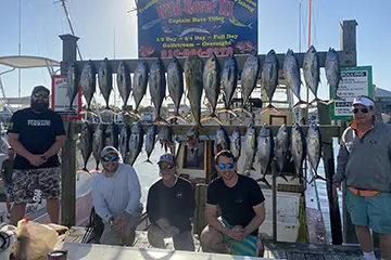 Carolina Beach charter boat Wild Rover III with Gulf Stream catch of mahi, tuna, and wahoo